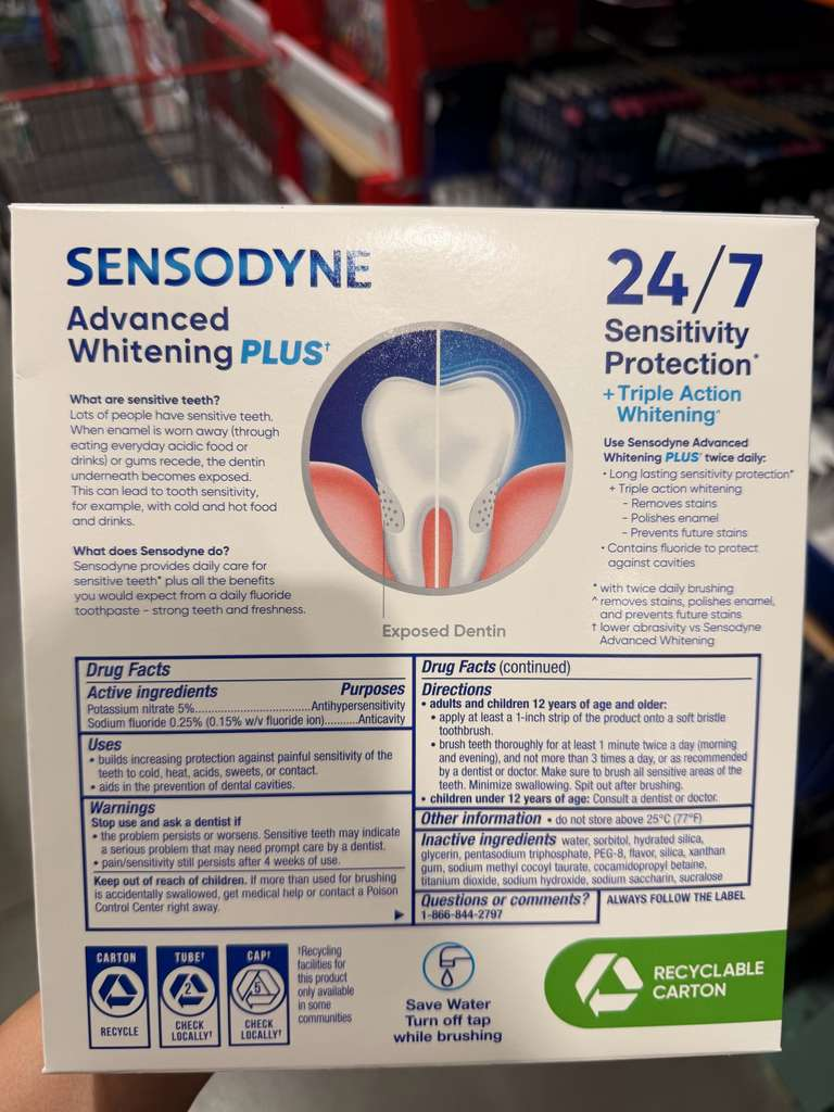 BC118 Sensodyne 24/7 全時抗敏進階美白牙膏 184gx4支 exp:2029.02