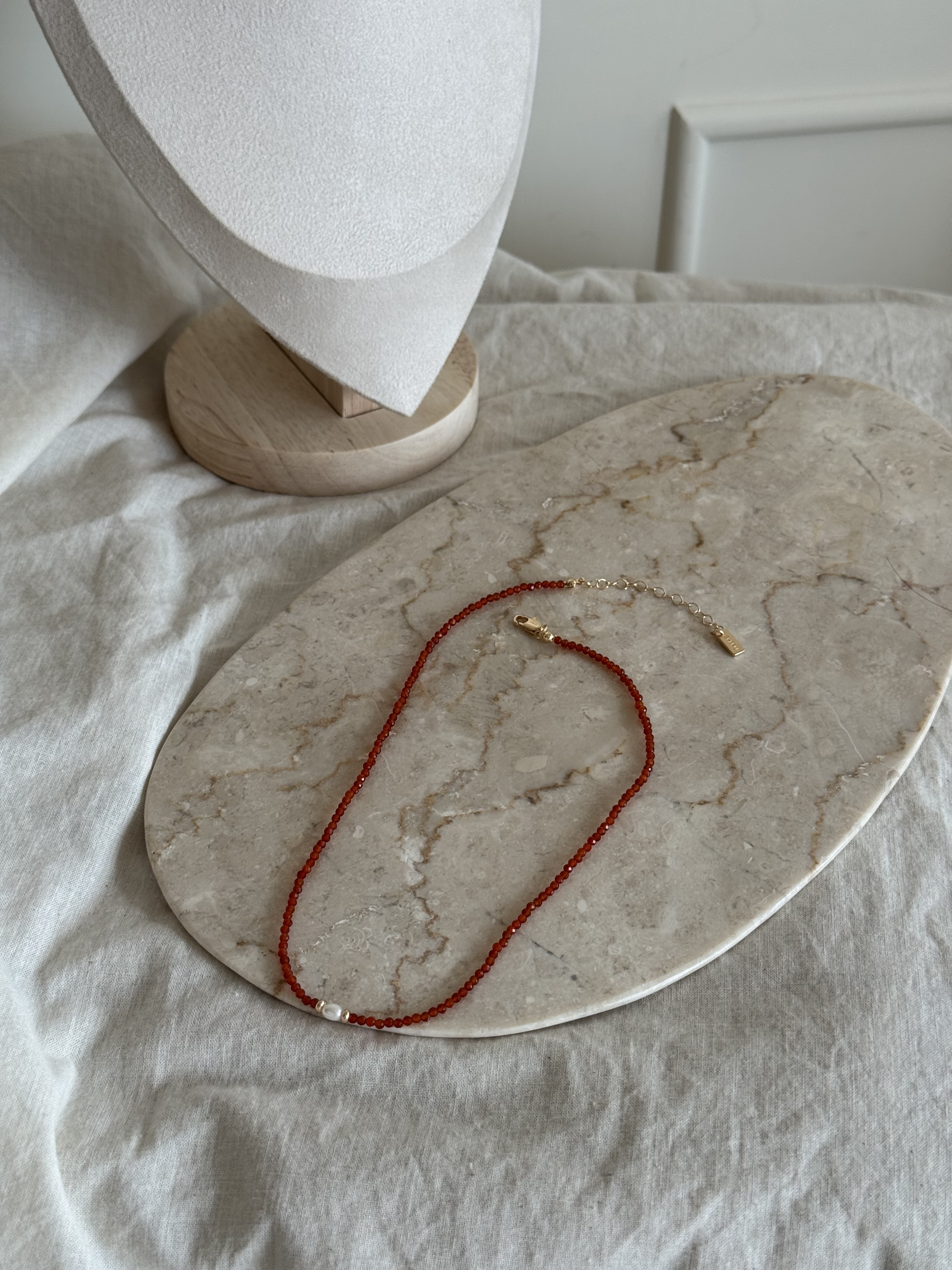 Aura Red Carnelian｜紅瑪瑙單顆珍珠項鏈