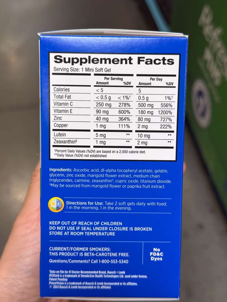 BC172 博士倫眼睛維他命與礦物質補充劑210粒迷你軟膠囊 exp:2027.12