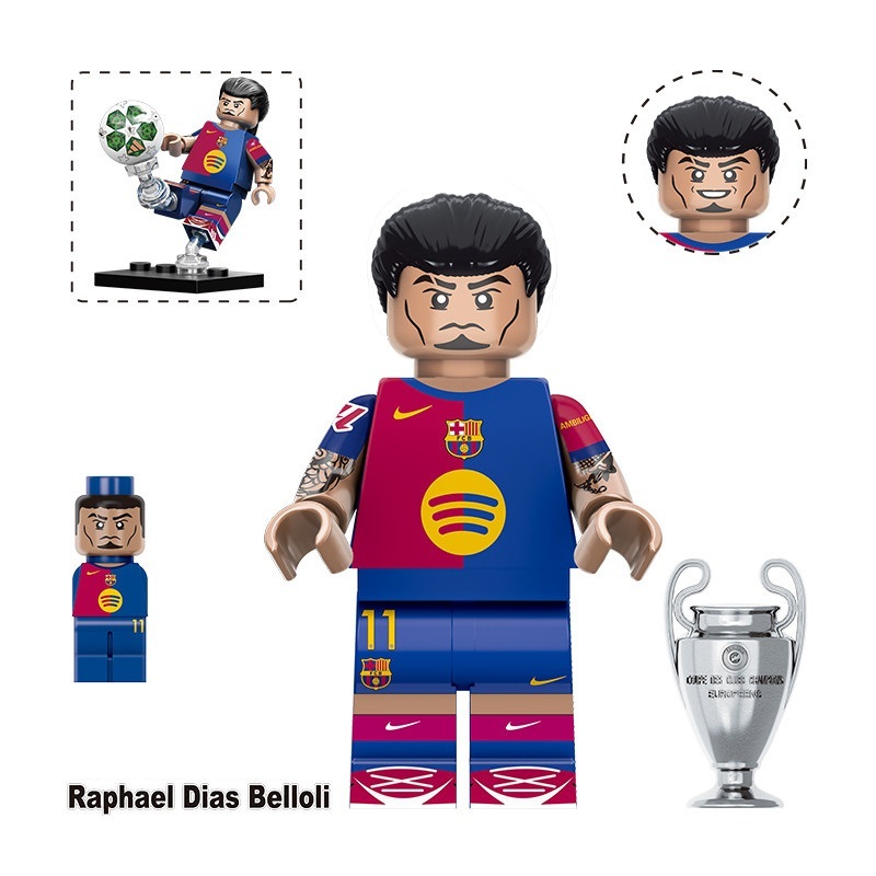 Sport Soccer Raphael Dias Belloli Custom Minifigures fit Lego TV6509 TV7077