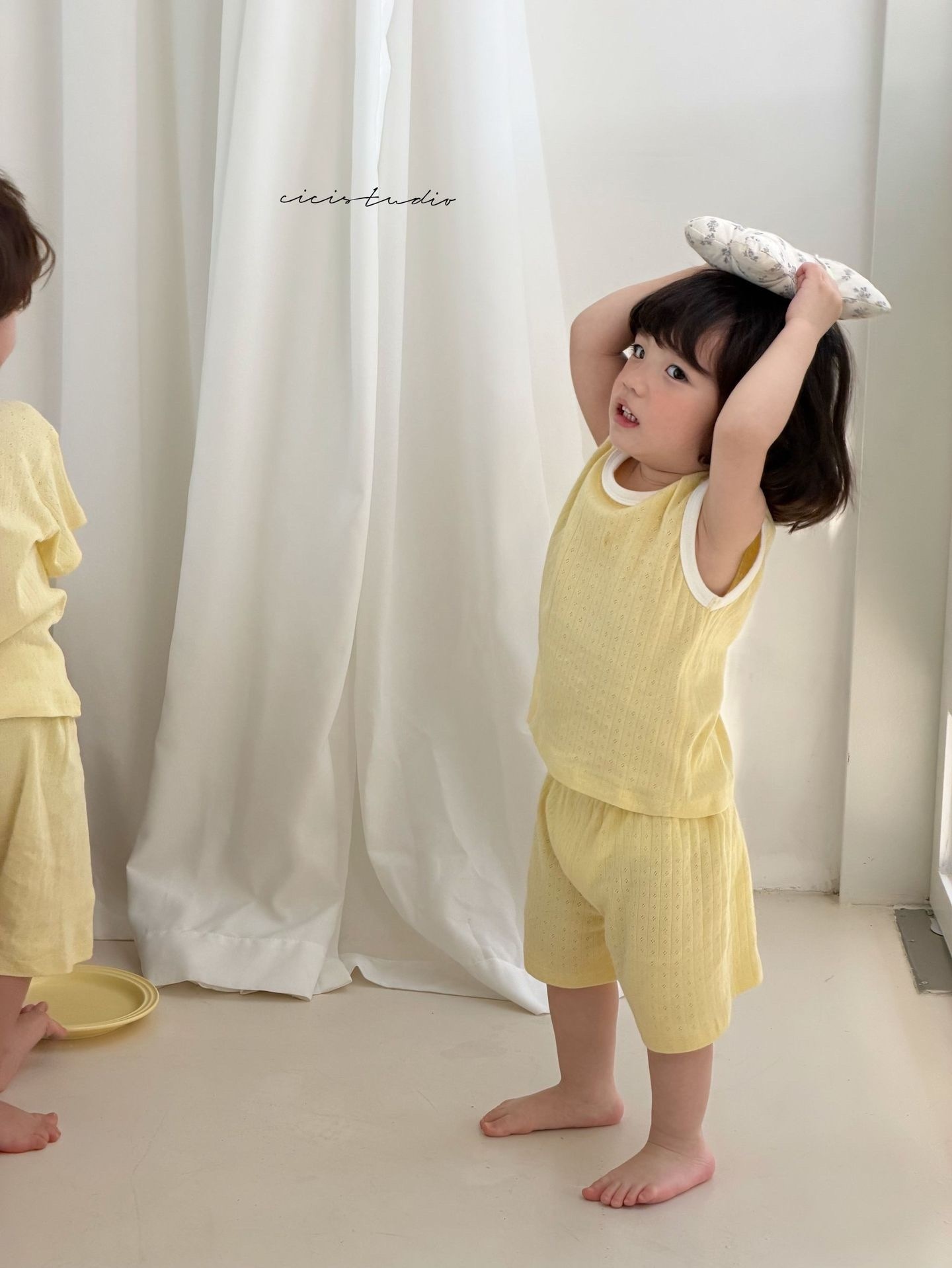 夏季純棉網眼素色舒適家居服套裝