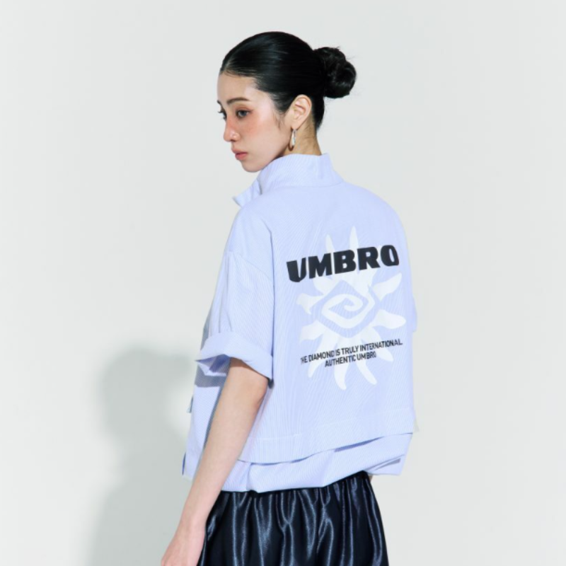 【代購】UMBRO Seersucker Short Sleeve Stand Neck Anorak 泡泡紗半拉鍊立領上衣 韓系機能短袖