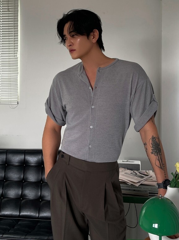 Turn-up Short Sleeve Cardigan