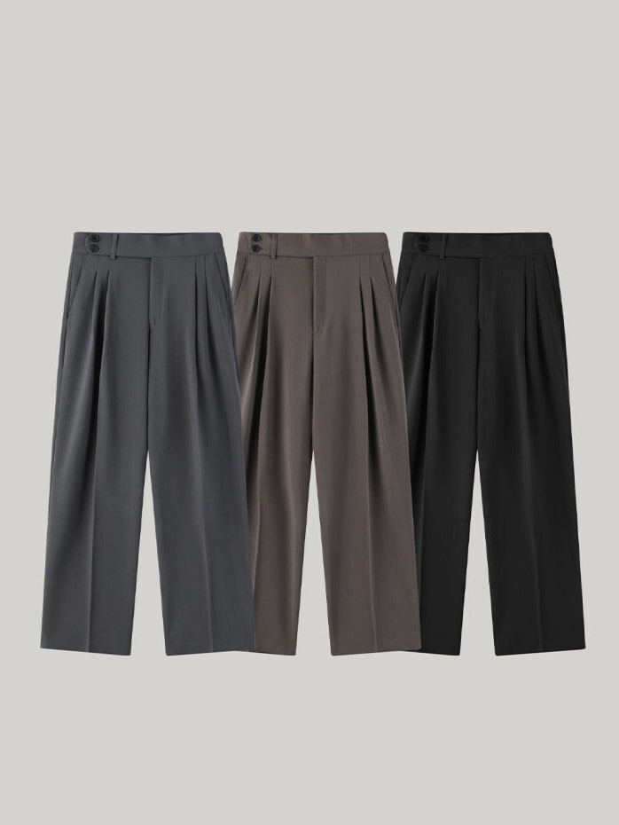 Belted Pintuck Wide Slacks