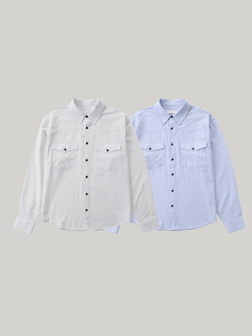 Double Pocket Western Stripe Shirt