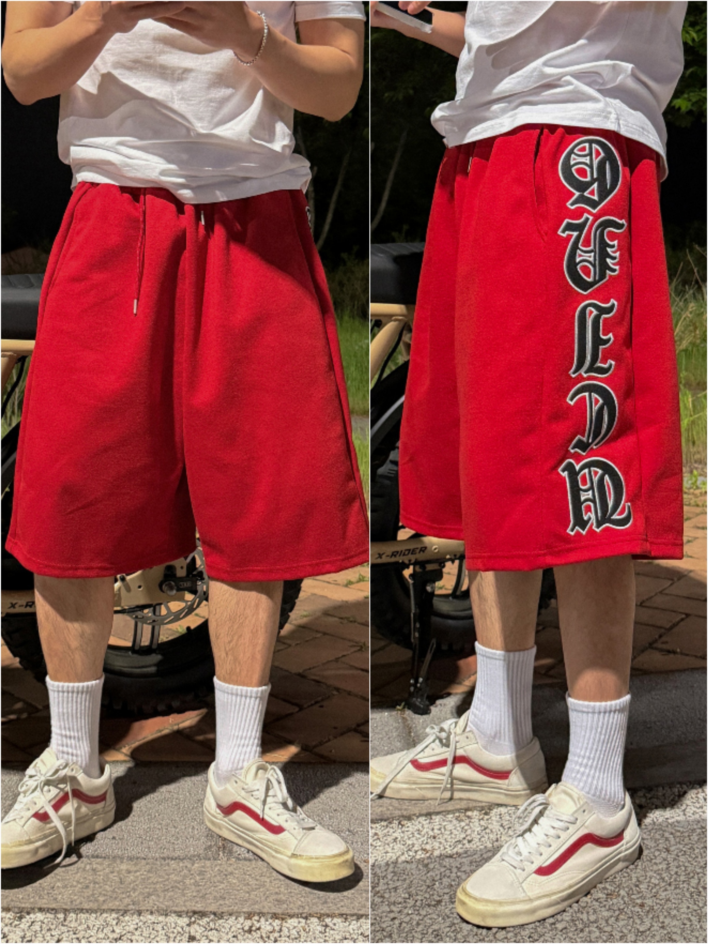 Side Embroidered Bermuda Pants