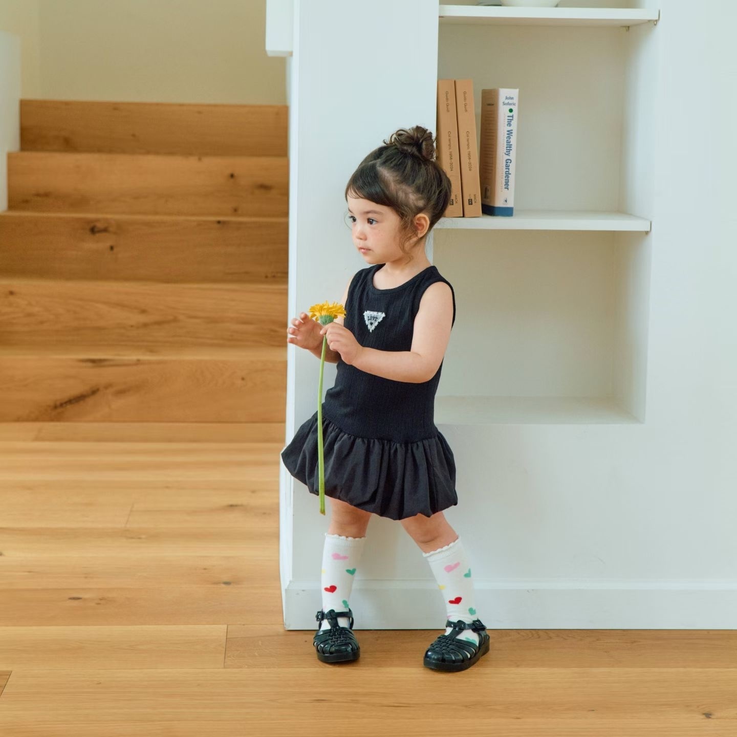 1st. Blue LOVE Ribbed Ruffle Dress