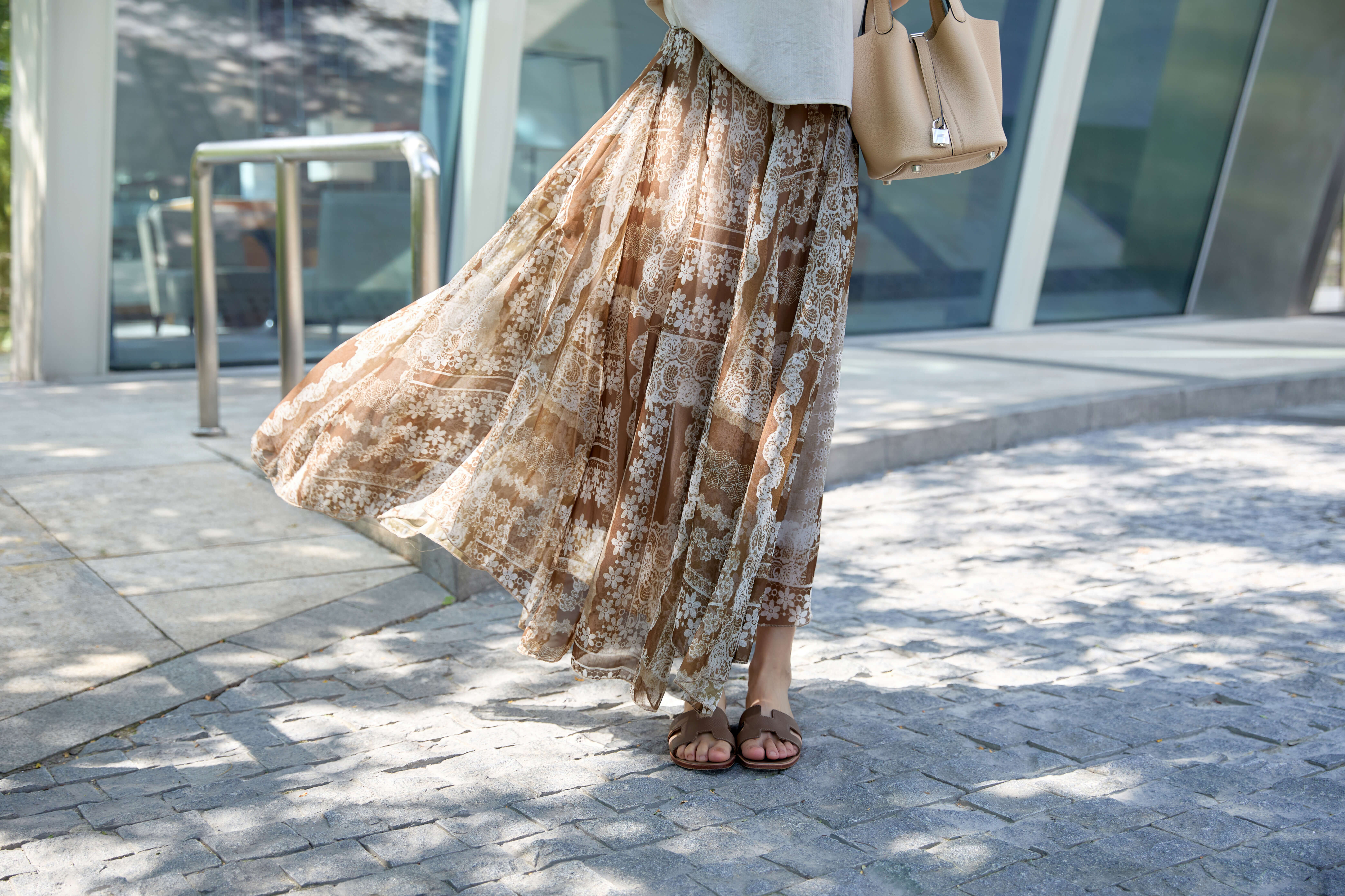 Floral Printed Ruffle Maxi Skirt_SK266L35
