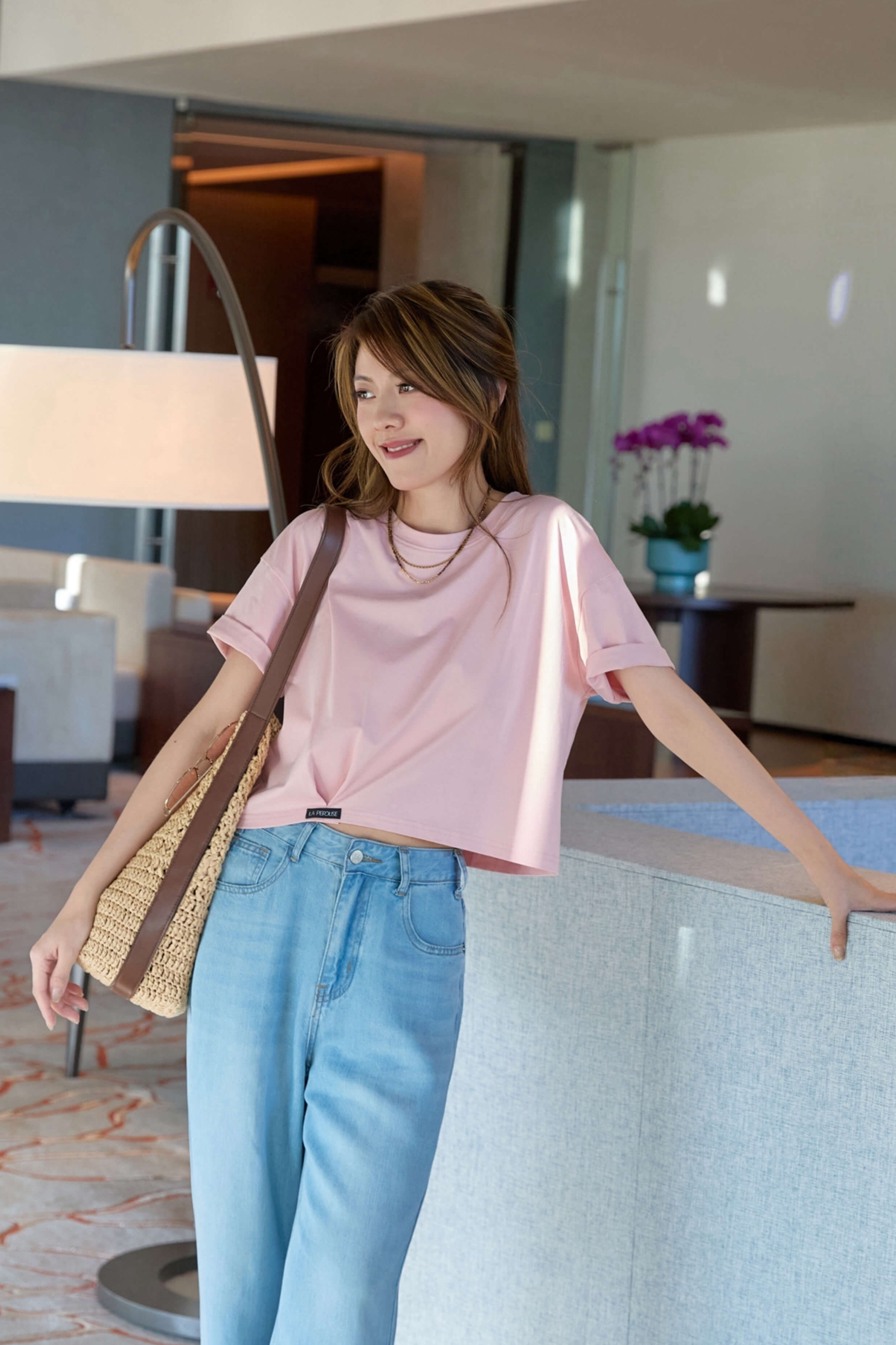 Pleated Side Hem Cropped Tee_TP266L08