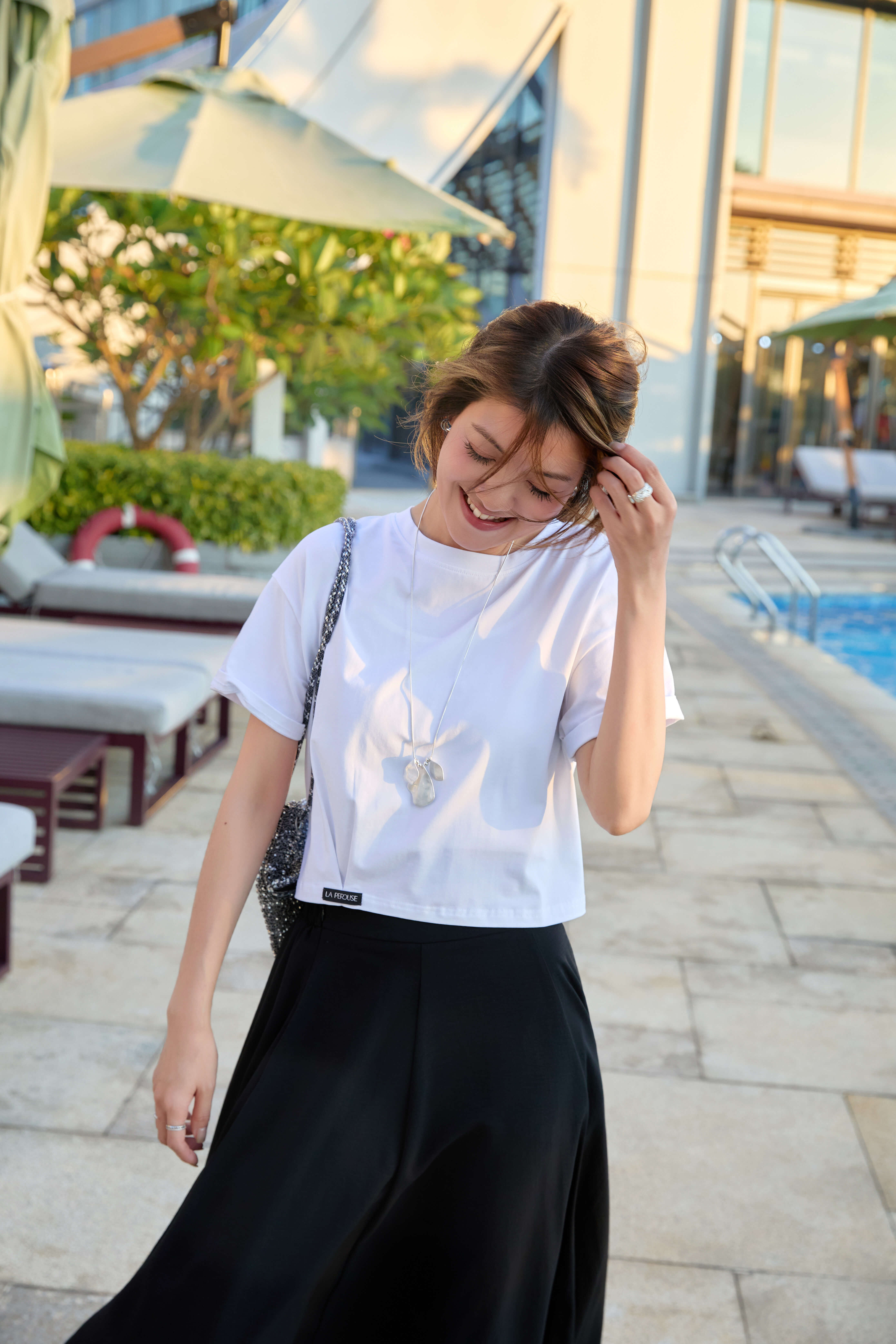 Pleated Side Hem Cropped Tee_TP266L08