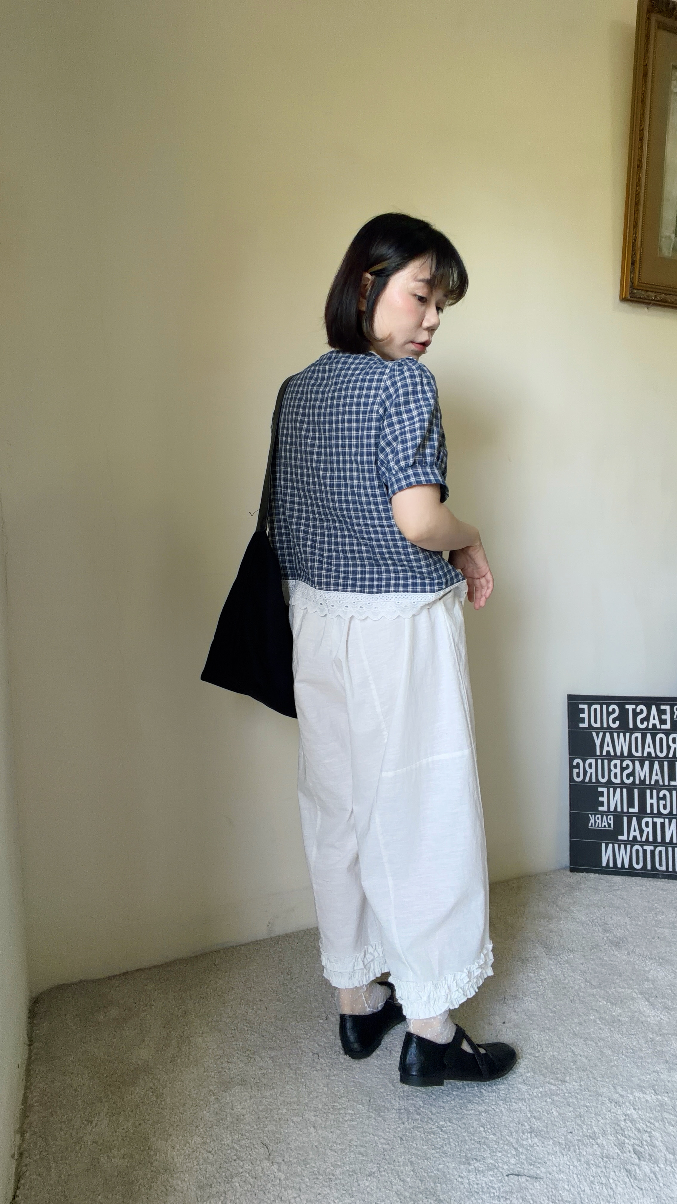 超推格子蕾絲襯衫