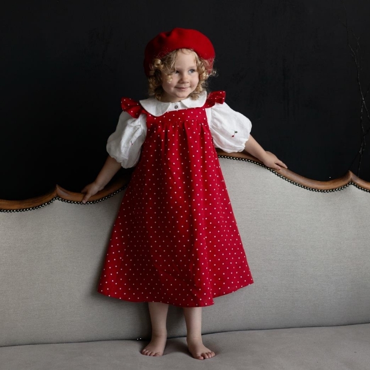 (預購)ALL THE BEAUTIFUL LINEN 小天使刺繡洋裝 PINAFORE WITHOUT BUTTONS
