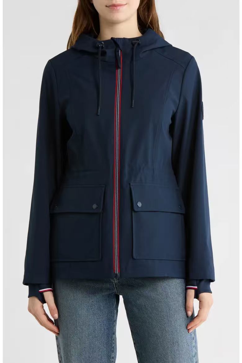 【預購】H061222 TOMMY HILFIGER 女裝抽繩收腰連帽風褸 (深藍色)