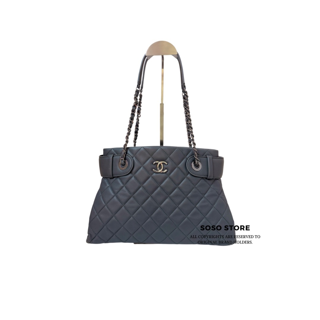 Chanel Quilted Shopping Tote - Grey / SHW