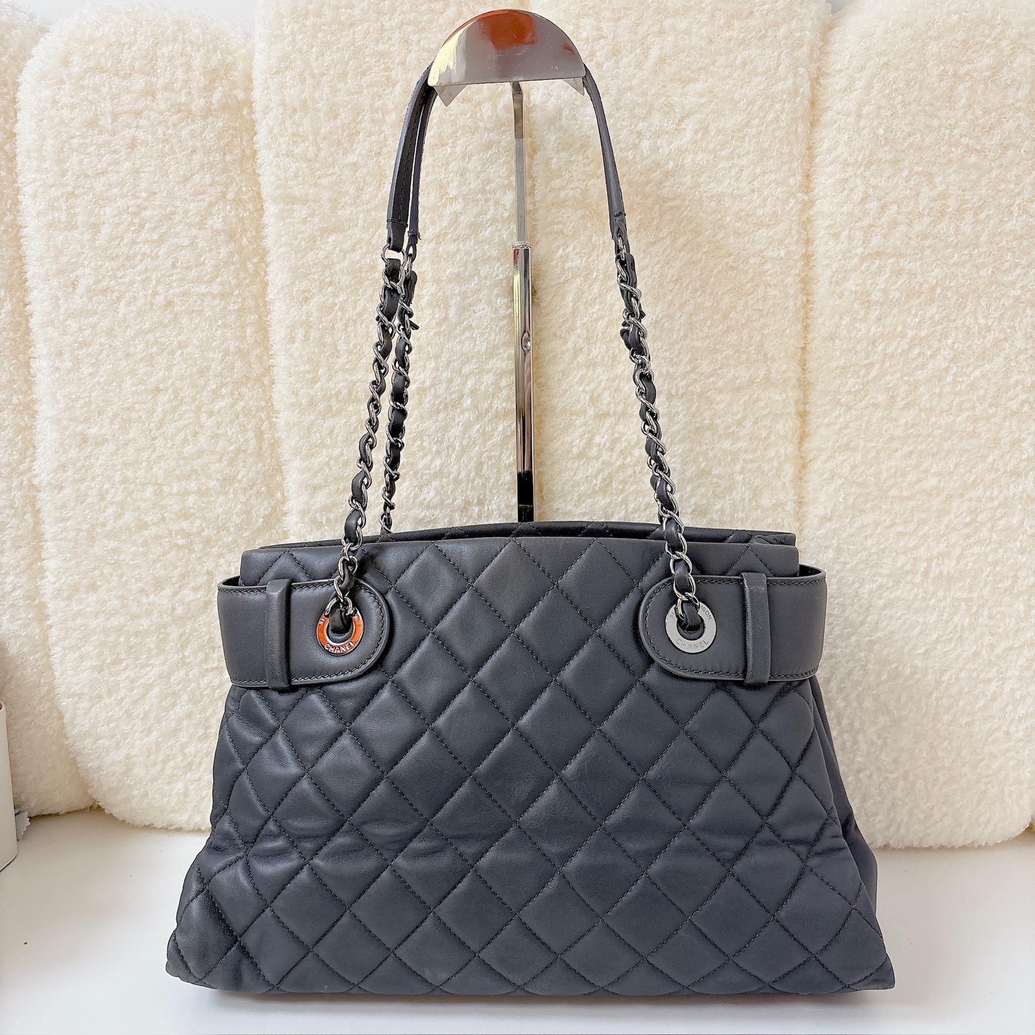 Chanel Quilted Shopping Tote - Grey / SHW