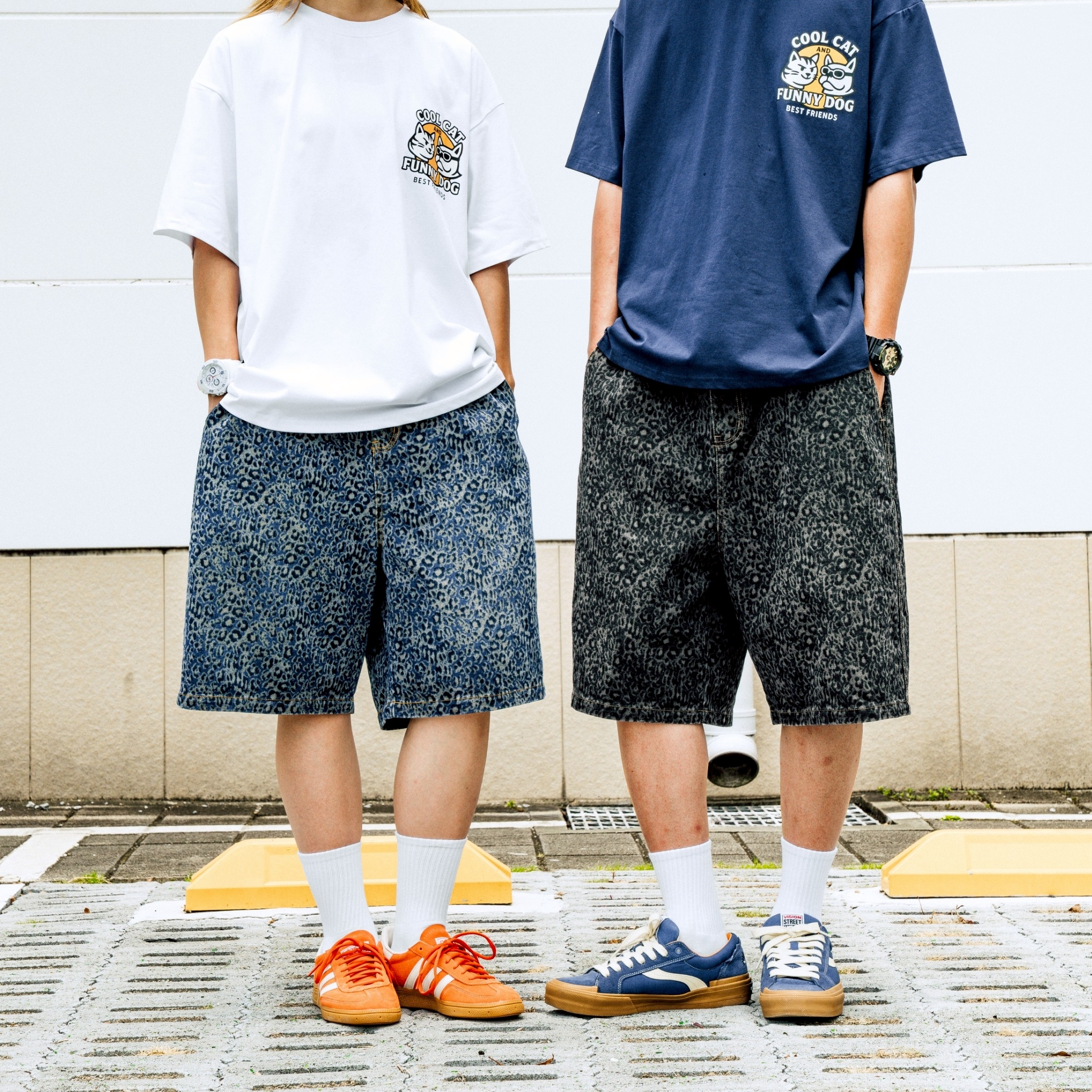 #預購 SBG 豹紋過膝牛仔短褲 SB5007 兩色