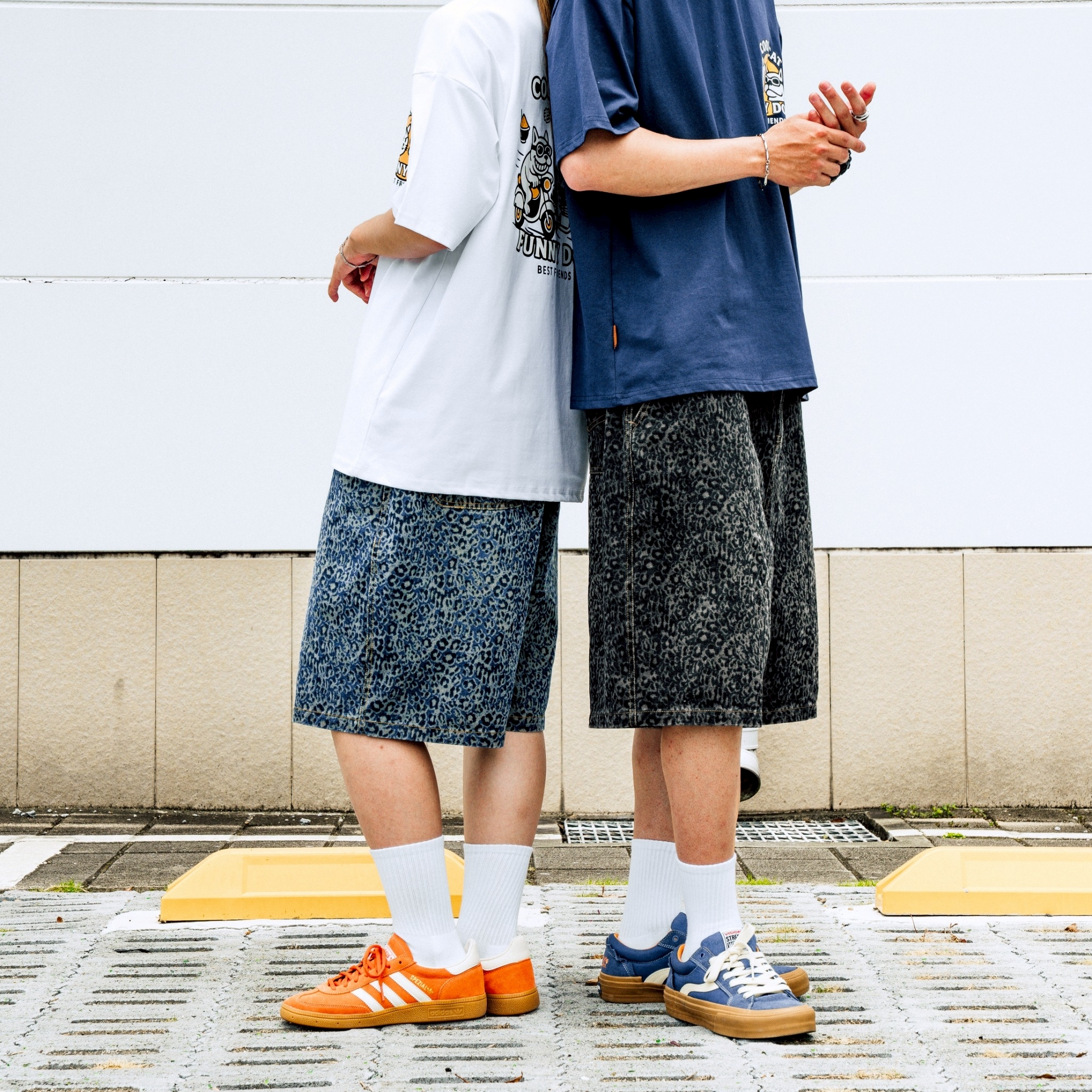#預購 SBG 豹紋過膝牛仔短褲 SB5007 兩色