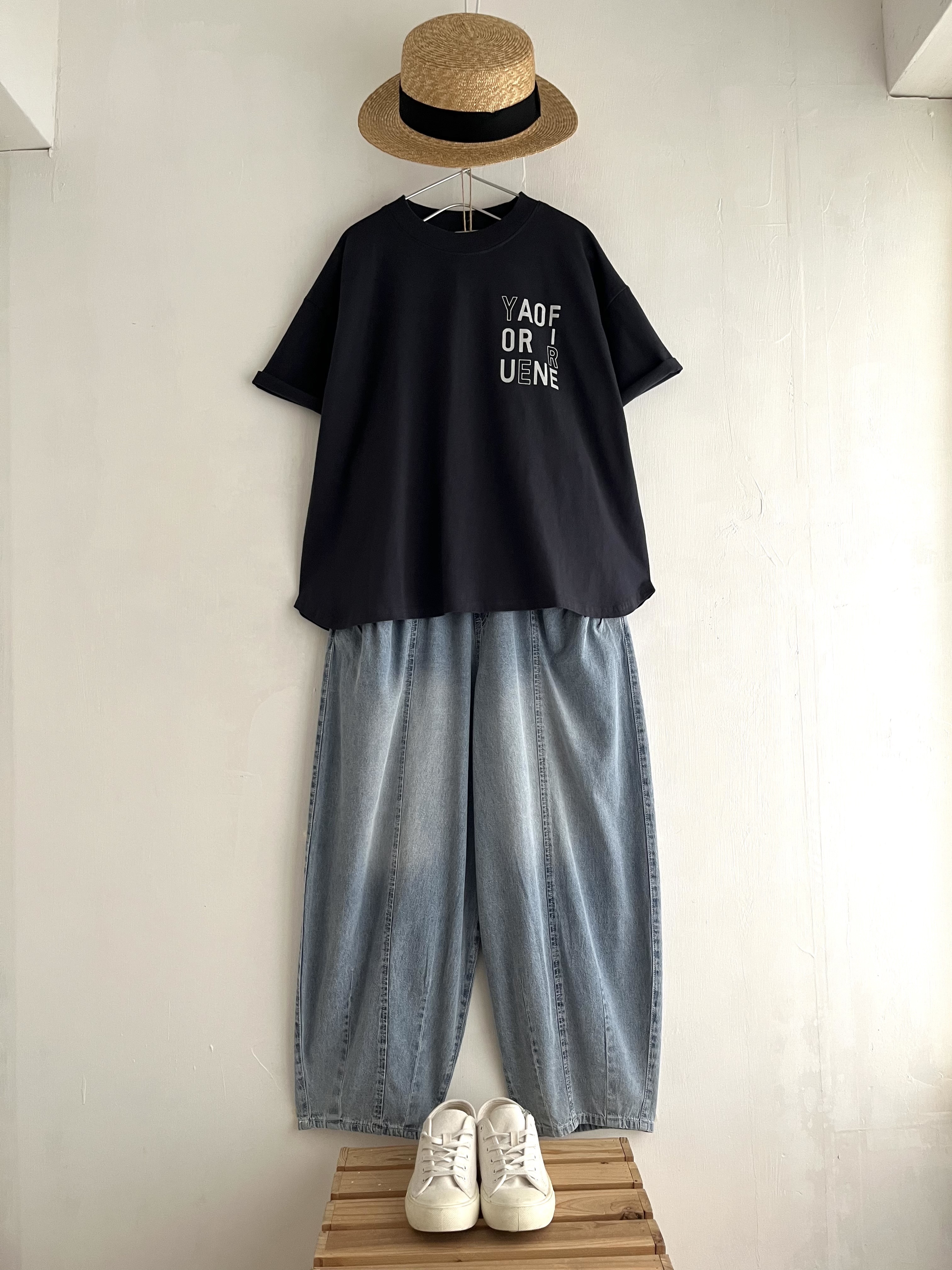日本製PACIFIC PARK STORE炭灰色圓領tee