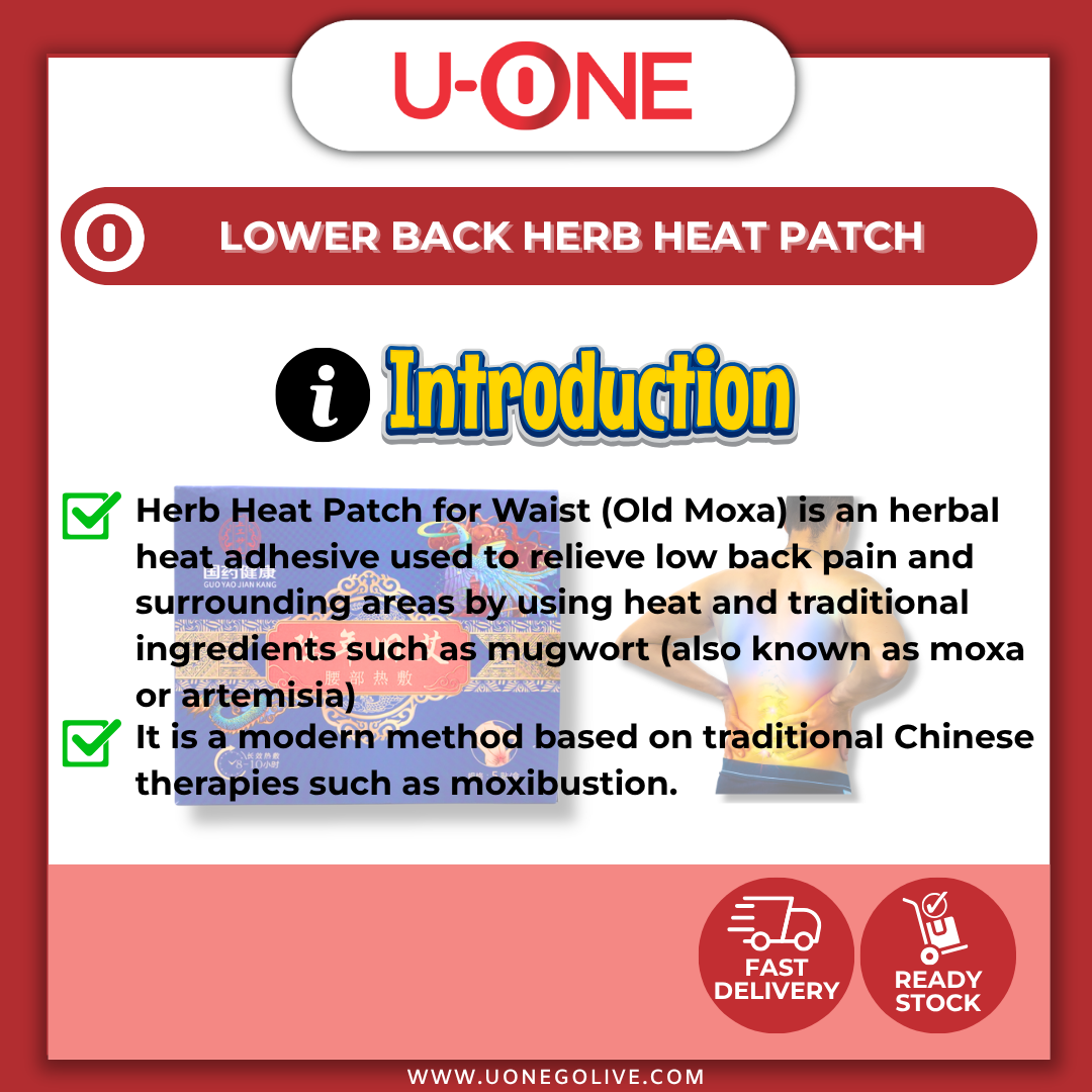 U-ONE | Taiwan | Lower Back Herb Heat Patch | 5pcs