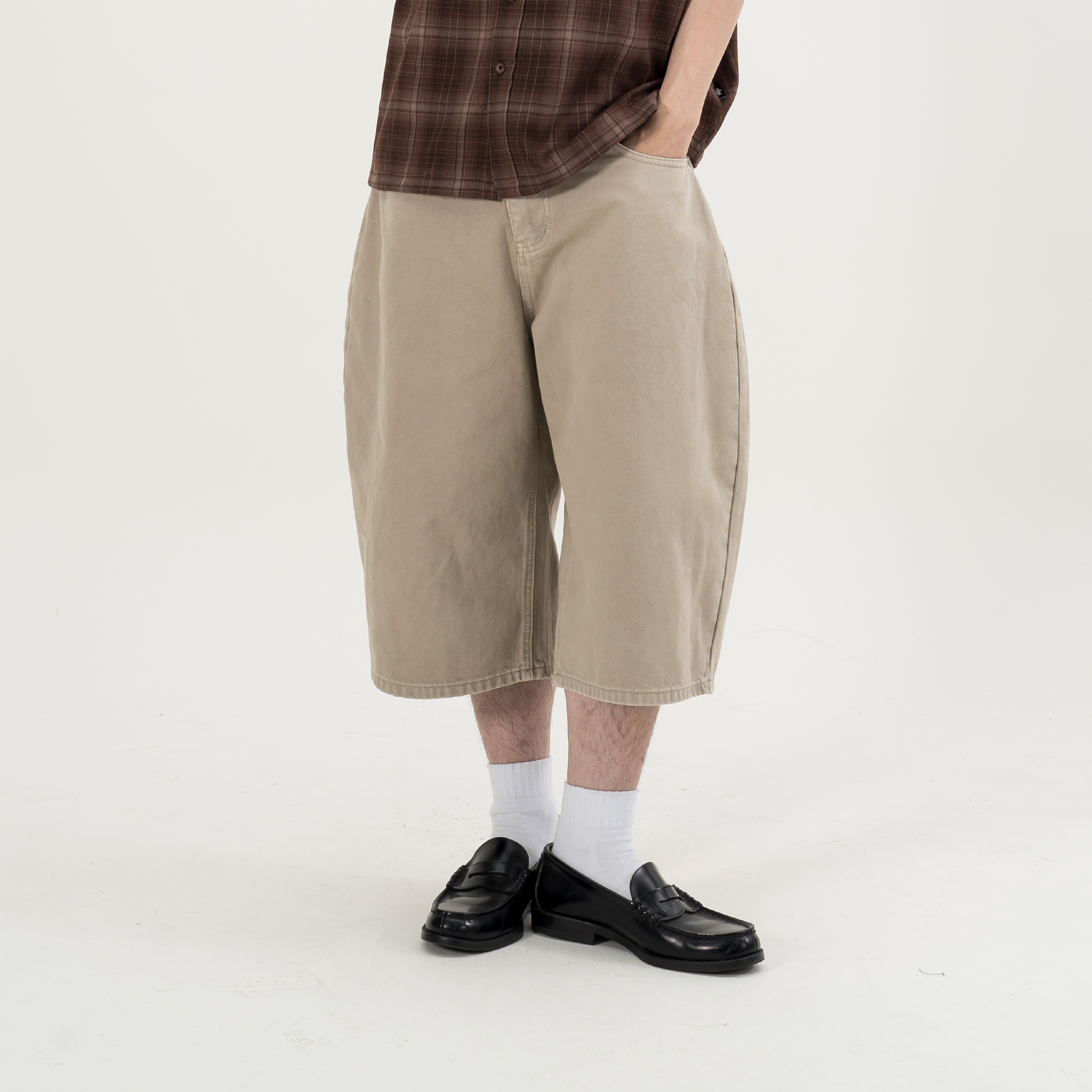 Curved Washed Cropped Pants 水洗 彎刀 七分褲 [B-2643]