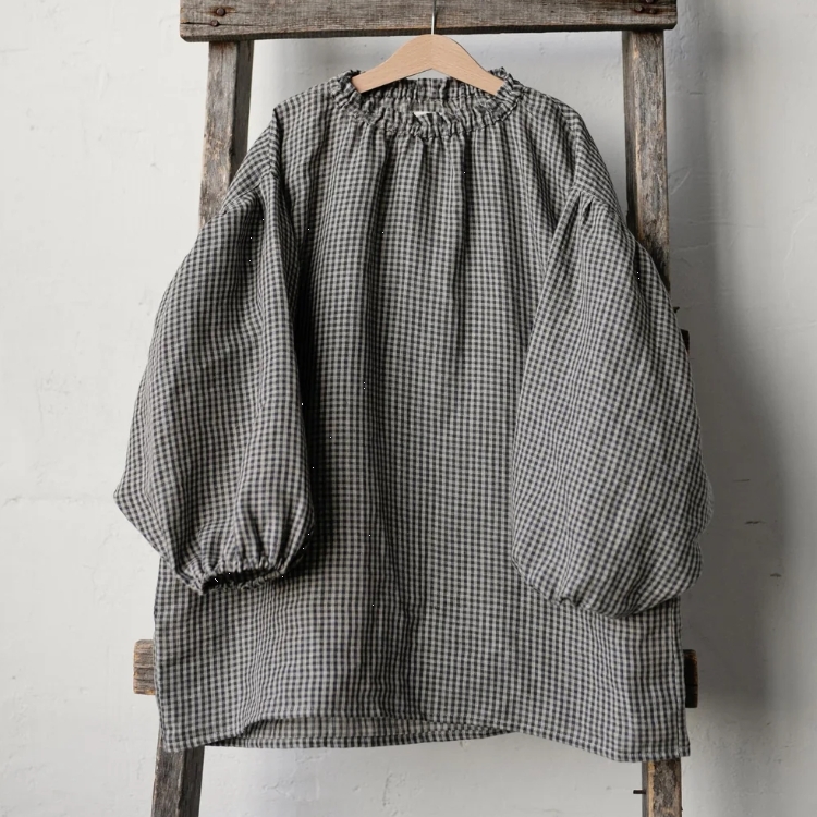 (預購)ALL THE BEAUTIFUL LINEN 壓褶領澎澎袖短版傘裙 SHORT PARACHUTE DRESS (NEW)