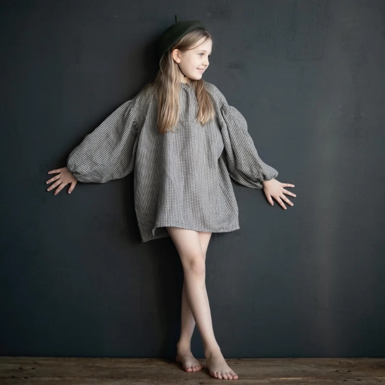 (預購)ALL THE BEAUTIFUL LINEN 壓褶領澎澎袖短版傘裙 SHORT PARACHUTE DRESS (NEW)