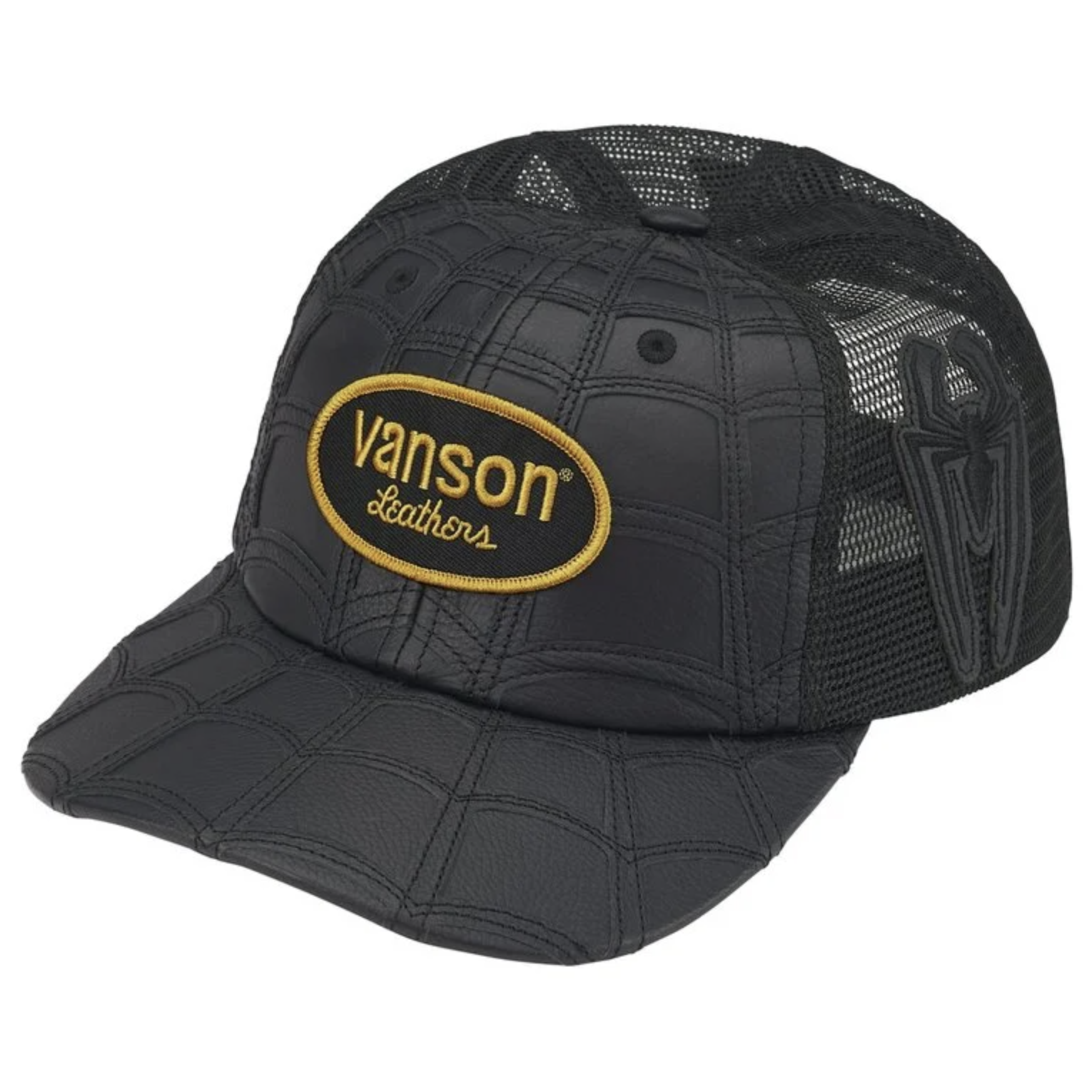 -(B06)-SUPREME VANSON LEATHERS SPIDER-MAN MESH BACK 6-PANEL  蜘蛛人 六分割 皮革 網帽 黑色/紅色-SS26H69