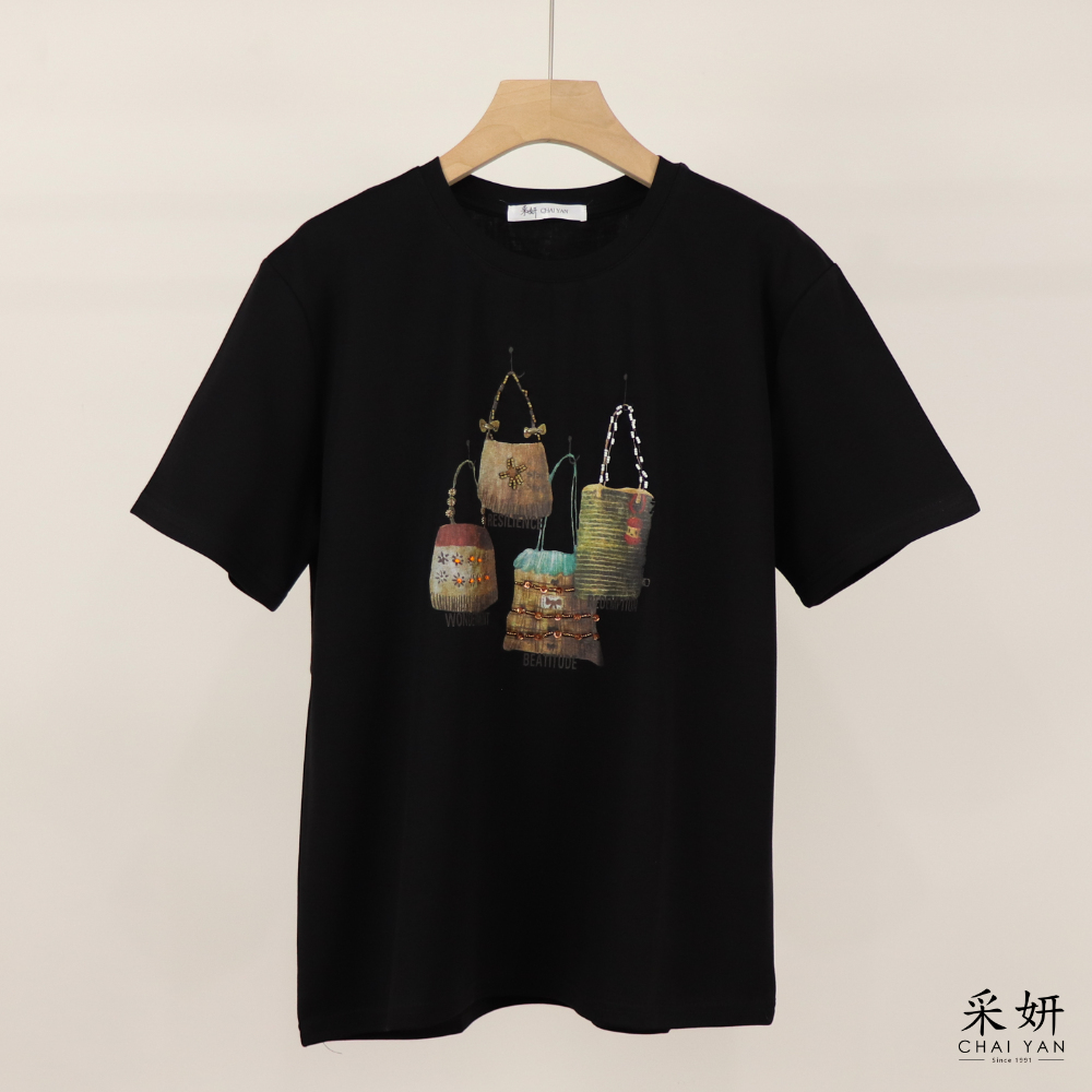 復古串珠包包短袖上衣