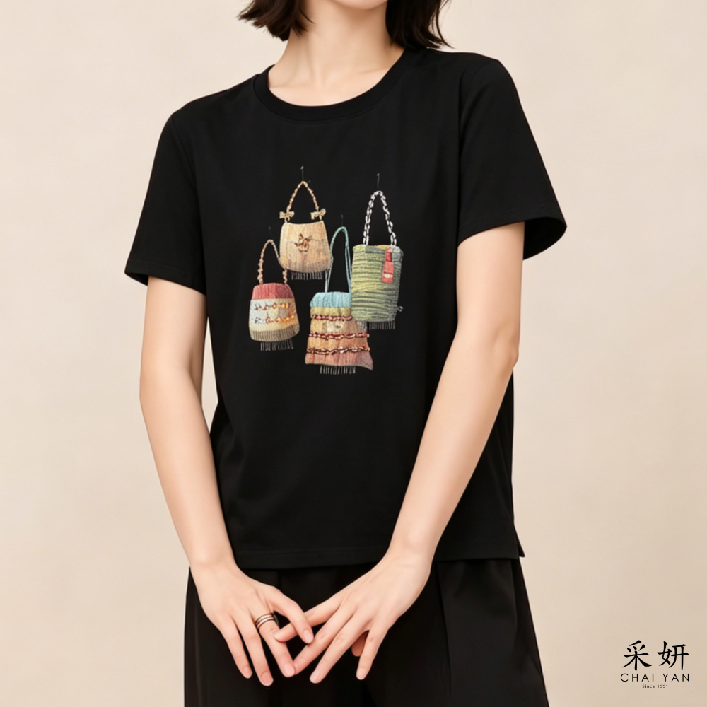 復古串珠包包短袖上衣