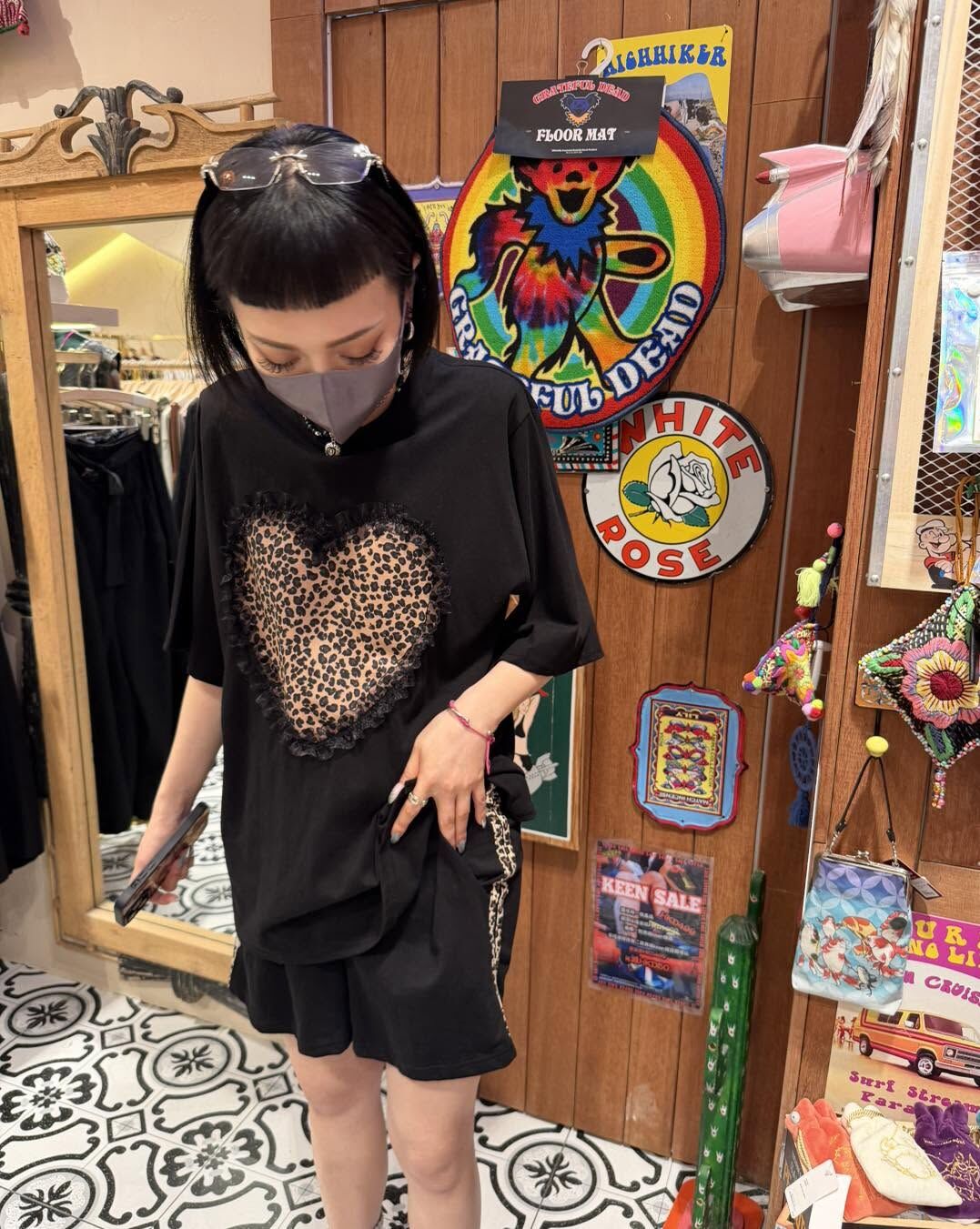 Macrame 豹紋tee - KOR0384 - 黑色 (0612)