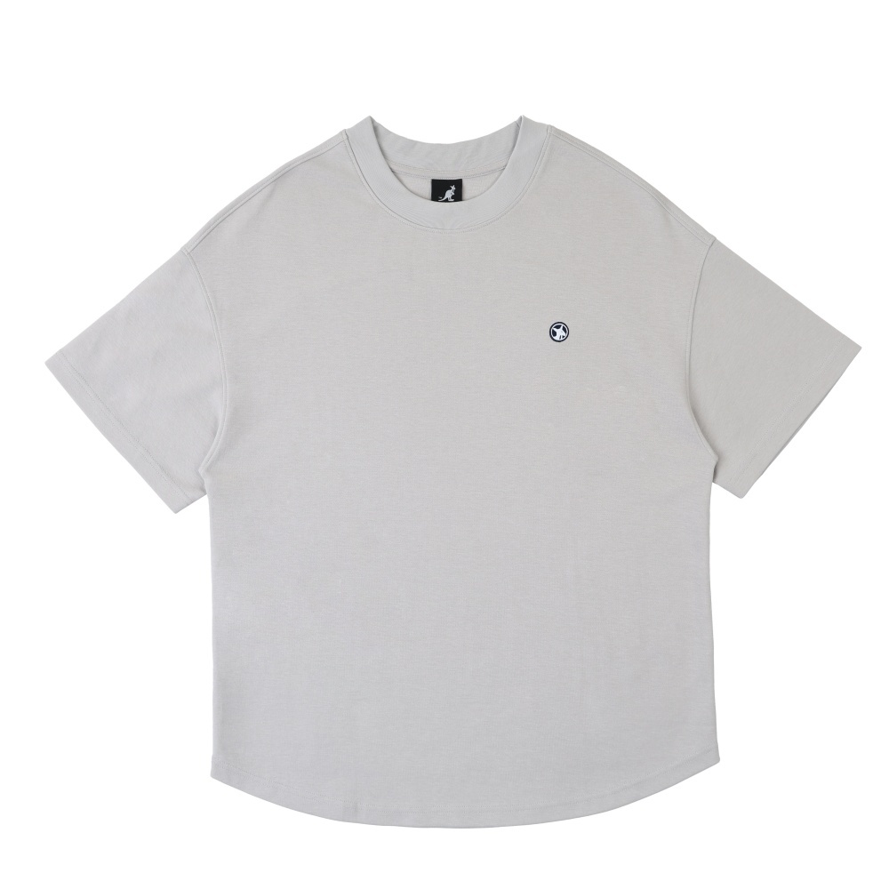 KANGOL 短T 白灰 繡花領 落肩 涼感 弧形下擺 短袖 中性 6625101609