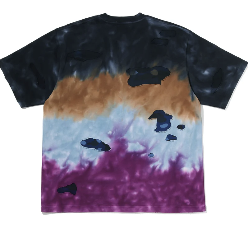 【BAPE男生】0613發售 寬版 COLOR CAMO TIE DYE DESTROYED MULTI LOGO RELAXED FIT TEE
