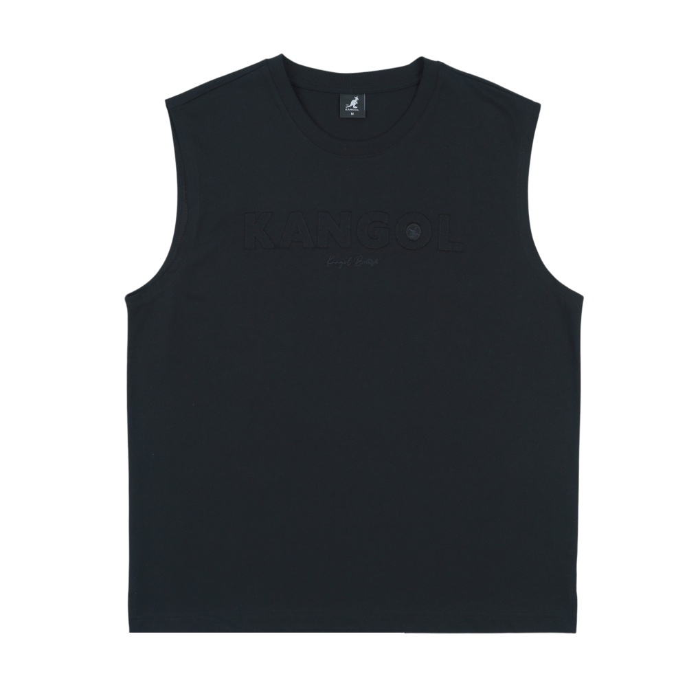 KANGOL 背心 黑色 落肩 寬口 經典 棉質背心 中性 6625148020