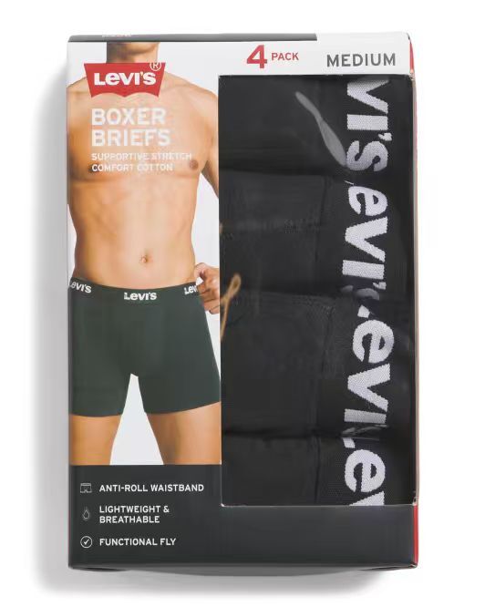 【預購】H061243 LEVI'S 男裝平腳內褲 4條裝 (顏色隨機)