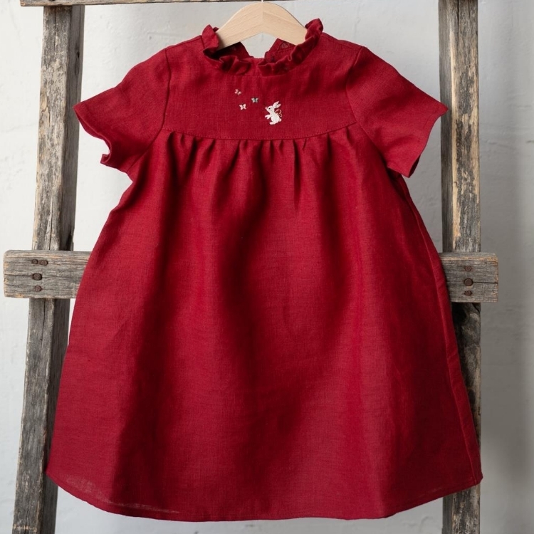 (預購)ALL THE BEAUTIFUL LINEN 後綁帶泡泡洋裝 RUFFLE DRESS (短袖)