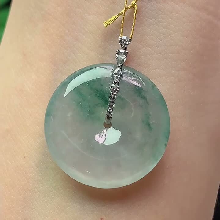 521342 翡翠冰種飄花平安扣 (23mm直徑)