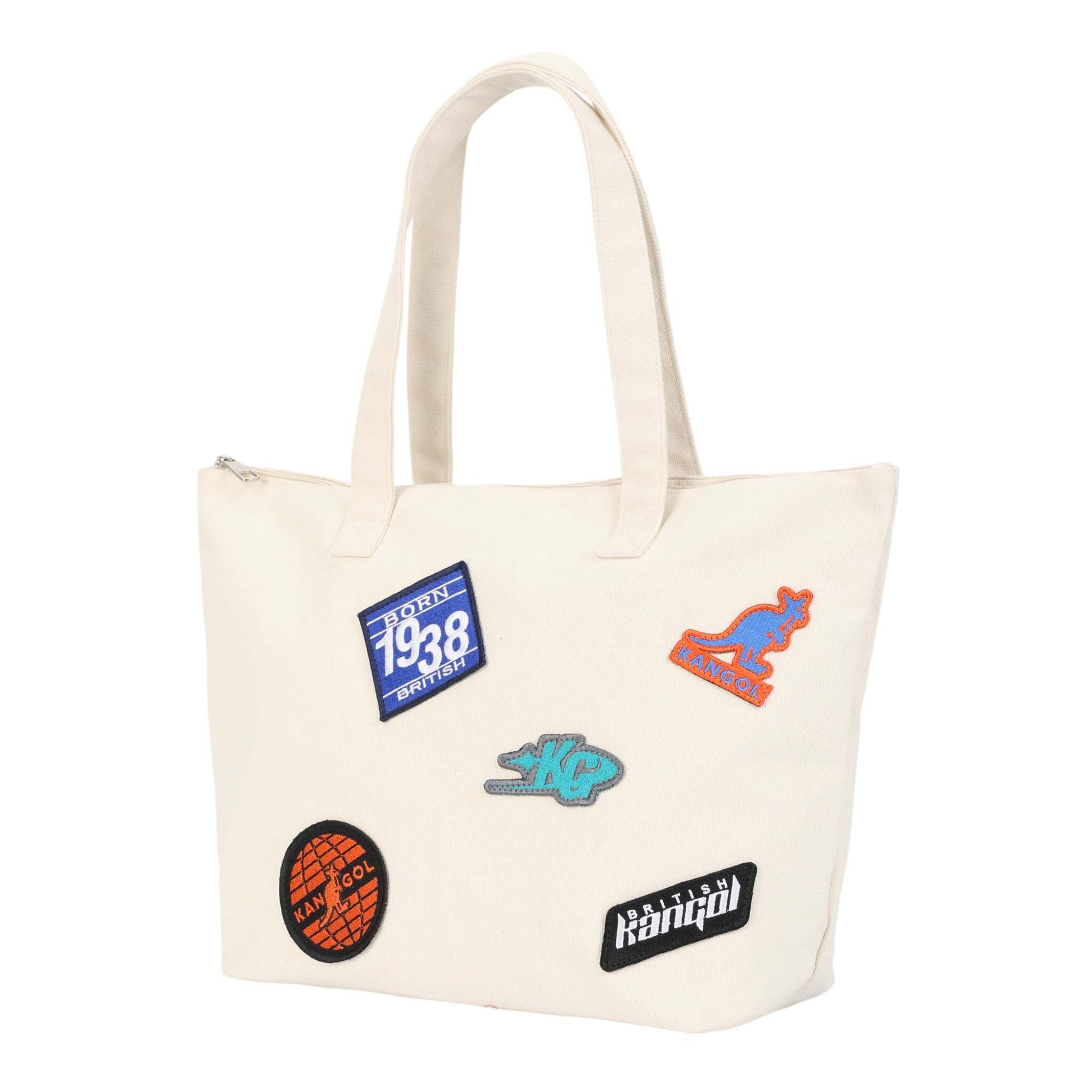 KANGOL 肩背包 米白 布章 大容量 托特包 包包 6625171501