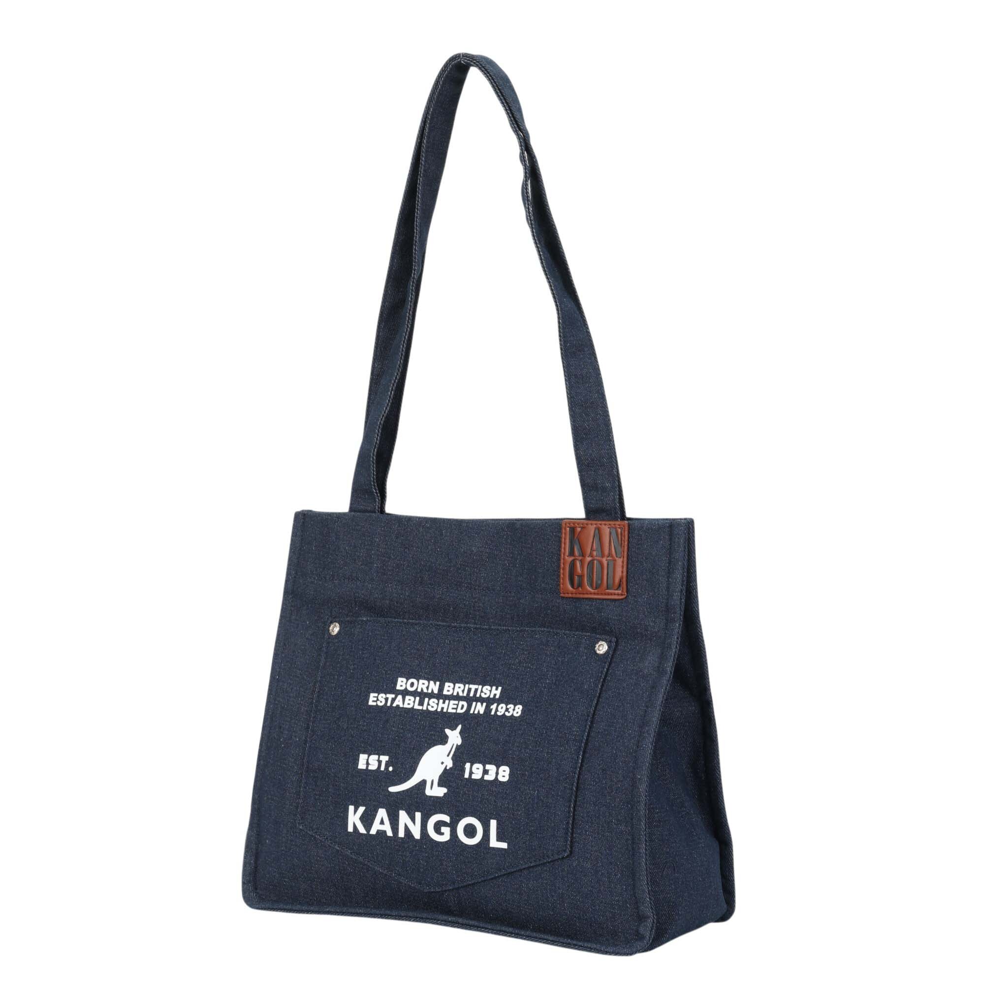 KANGOL 肩背包 深藍色 牛仔布 托特包 6625170980