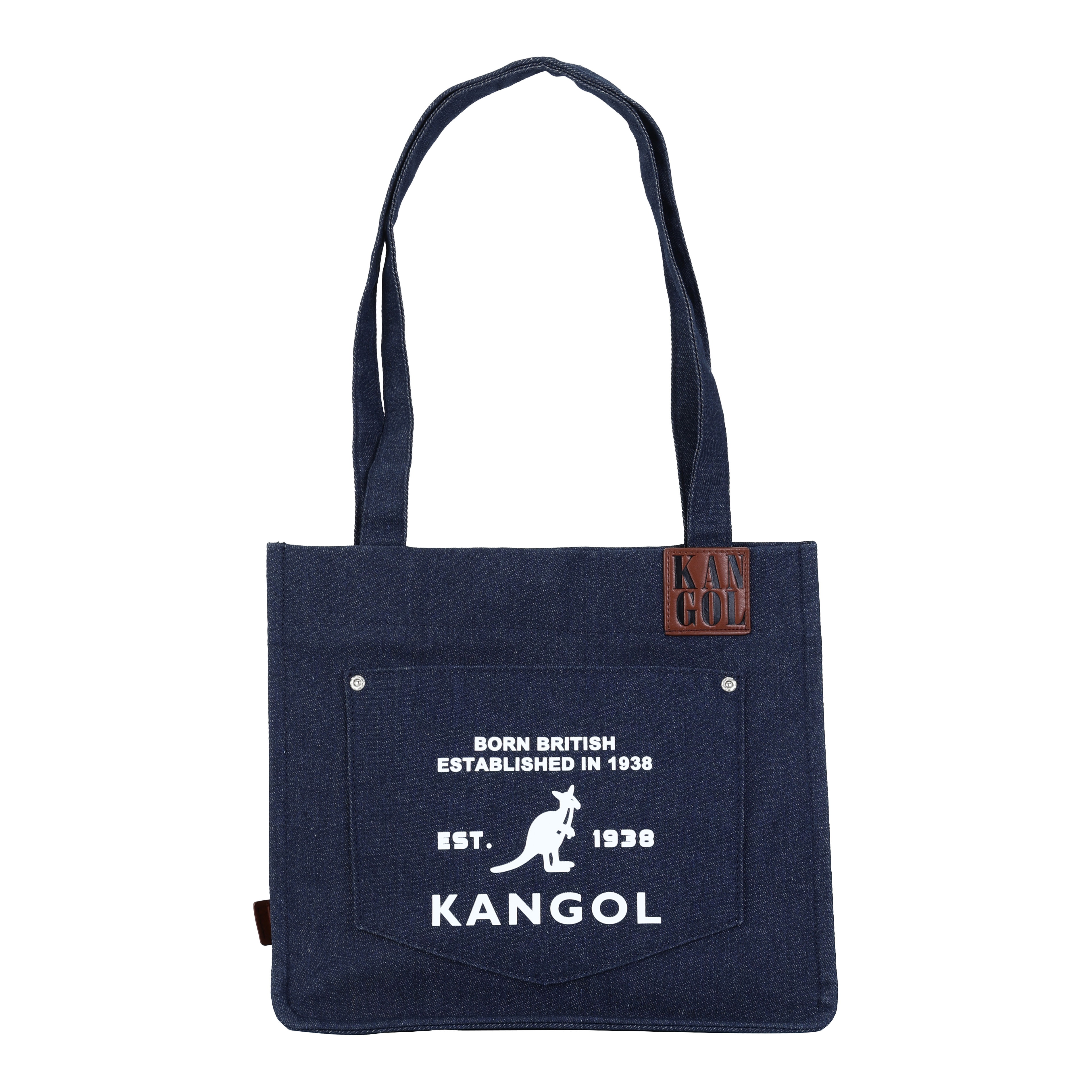 KANGOL 肩背包 深藍色 牛仔布 托特包 6625170980