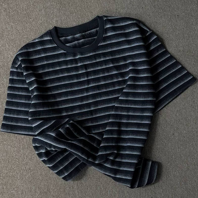 日系復古條紋漸層短袖T-Shirt