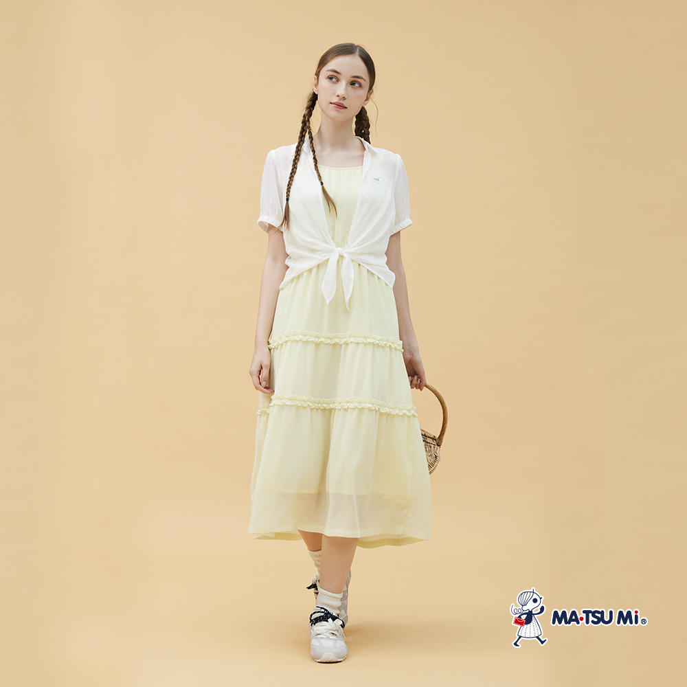 MA‧TSU Mi 夏日清透感天絲棉前綁帶反折縮口短袖襯衫(水藍.白)