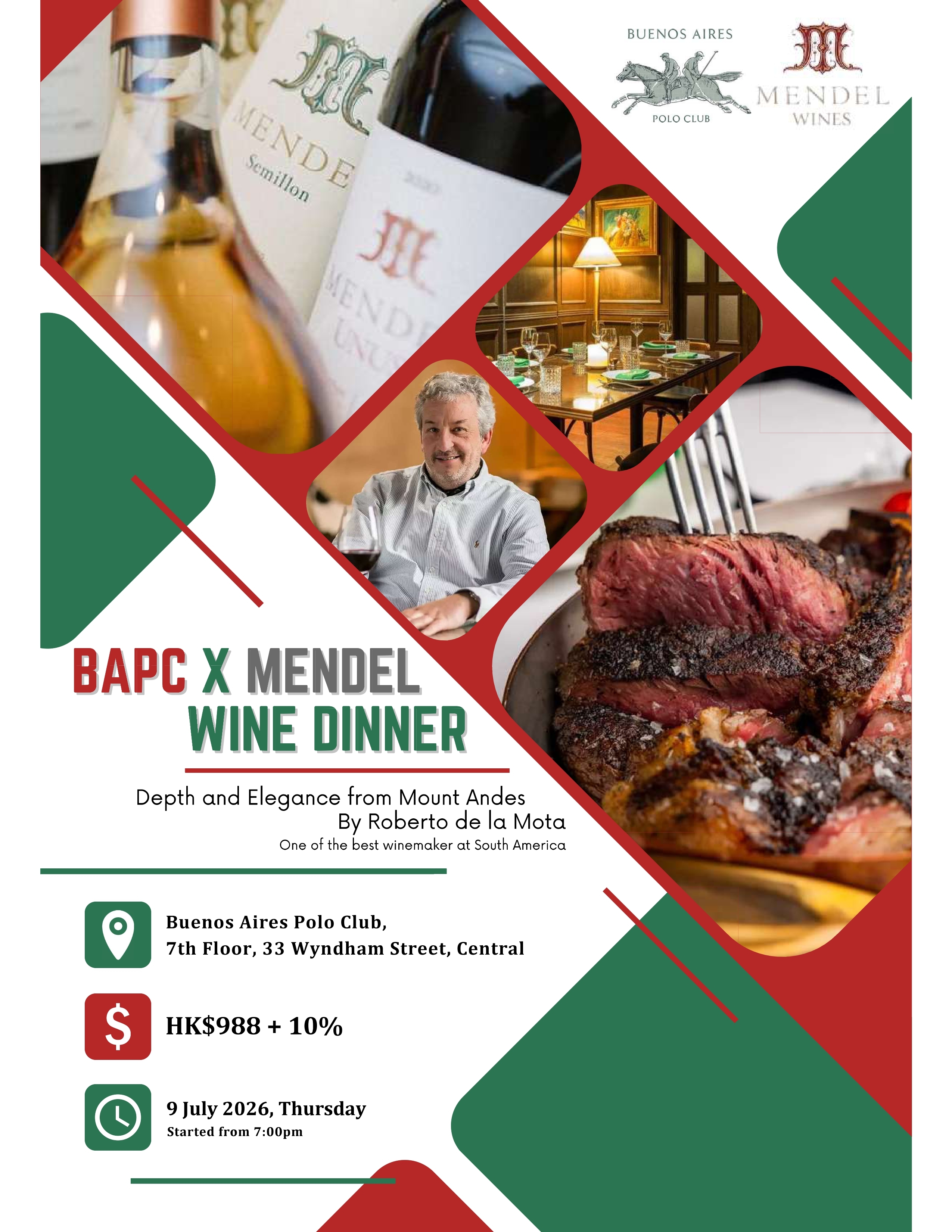 Mendel Wine Dinner at Buenos Aires Polo Club (09 July 2026, Thursday)