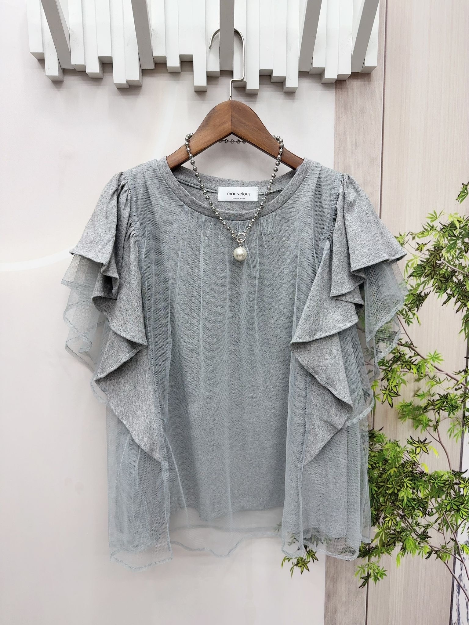 Mar 拼紗布ruffle䄂top～171E