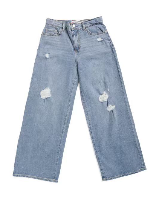 【預購】H061252 LEVI'S  女大童高腰寬鬆牛仔褲 (淡藍色)