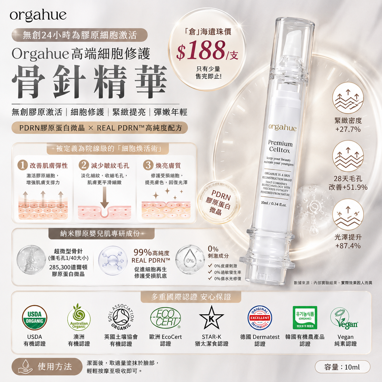 【UB9633】韓國Orgahue 高端細胞修護骨針精華 10ml