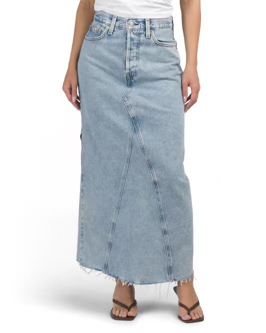 【預購】H061253 LEVI'S  高腰開衩牛仔長裙 (藍色)