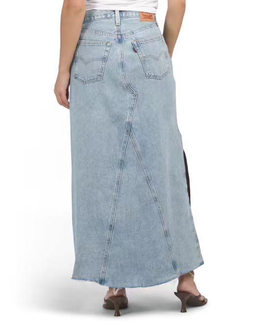 【預購】H061253 LEVI'S  高腰開衩牛仔長裙 (藍色)