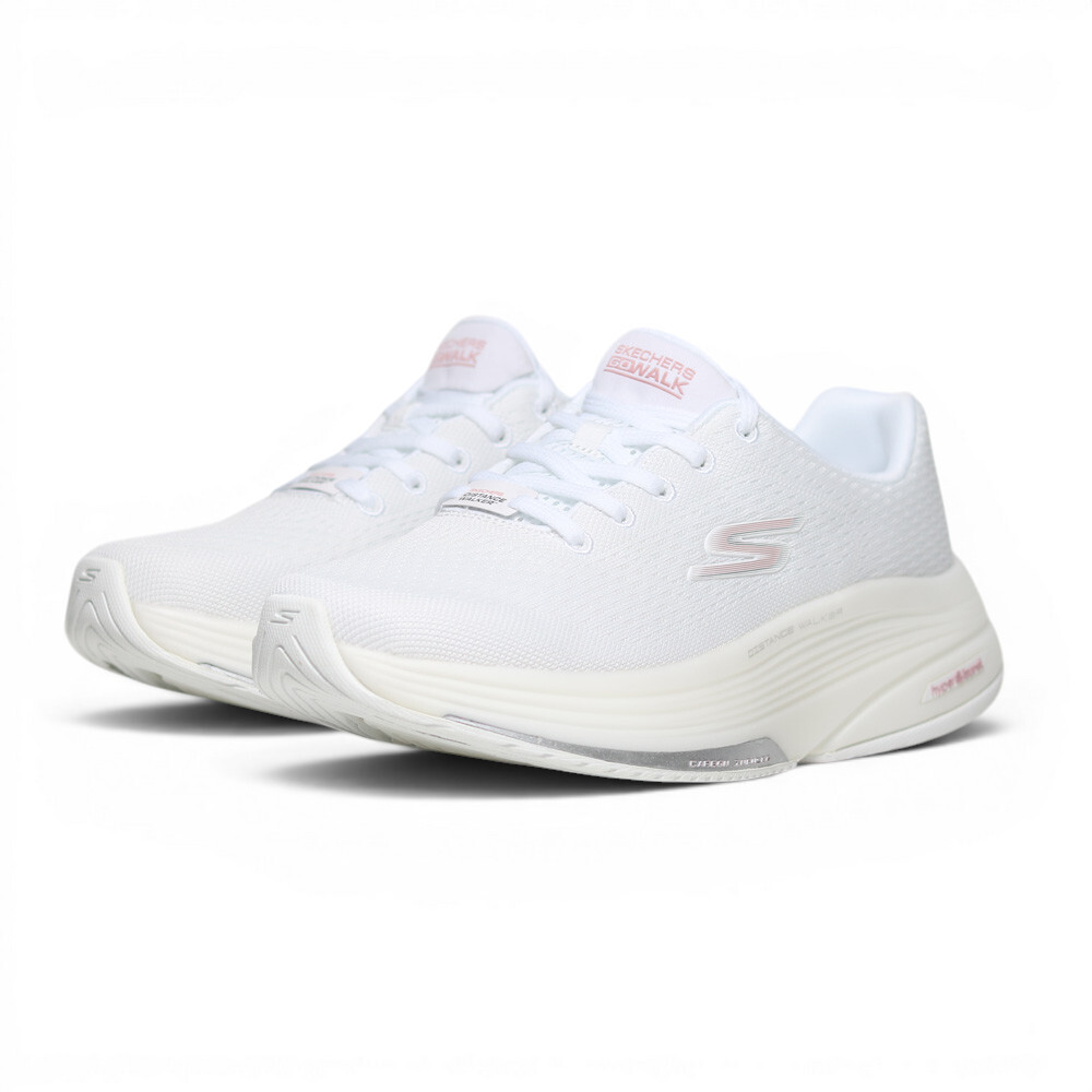 SKECHERS 休閒鞋 DISTANCE WALKER 白粉 足弓 碳板 健走鞋 女 125028WPK