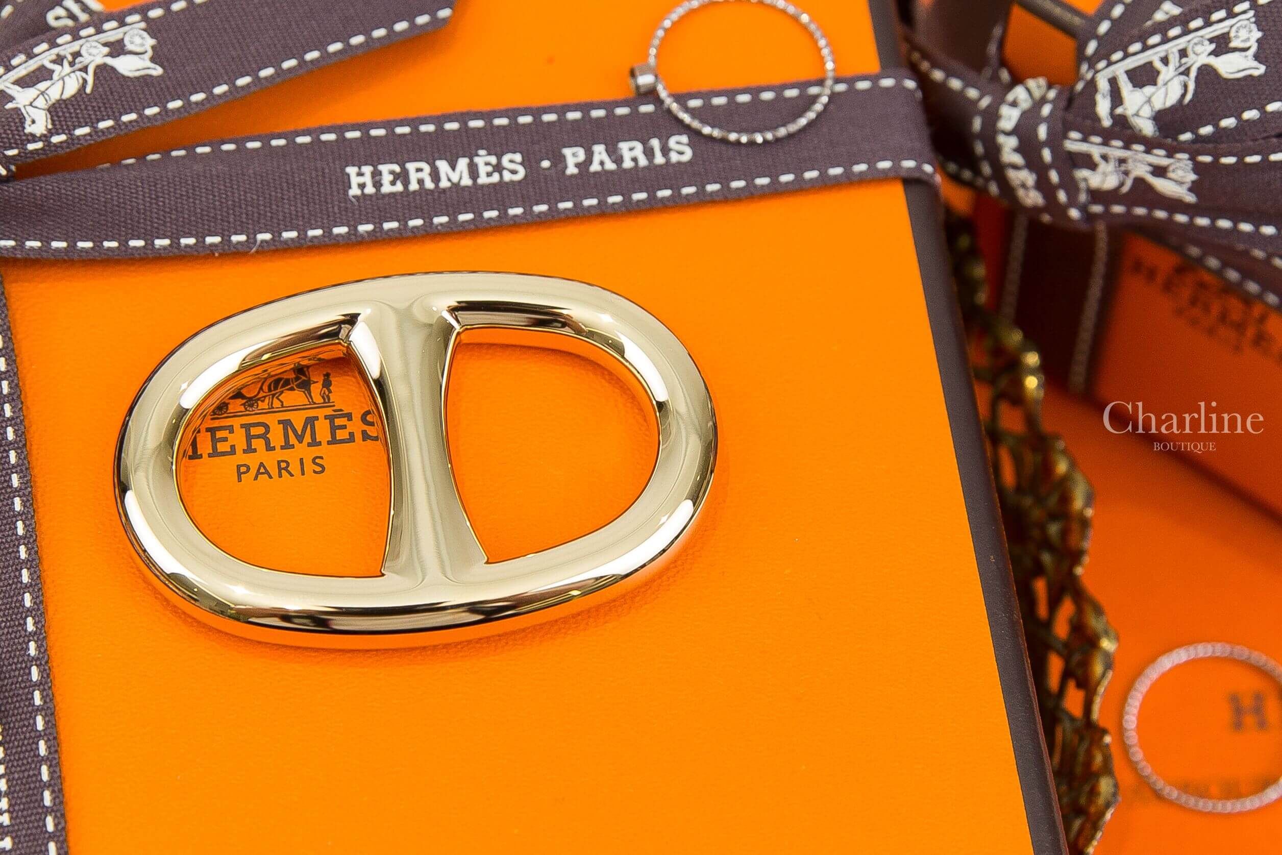 Hermès Chaine D'ancre Scarf 90 Ring 金色θ圍巾扣環