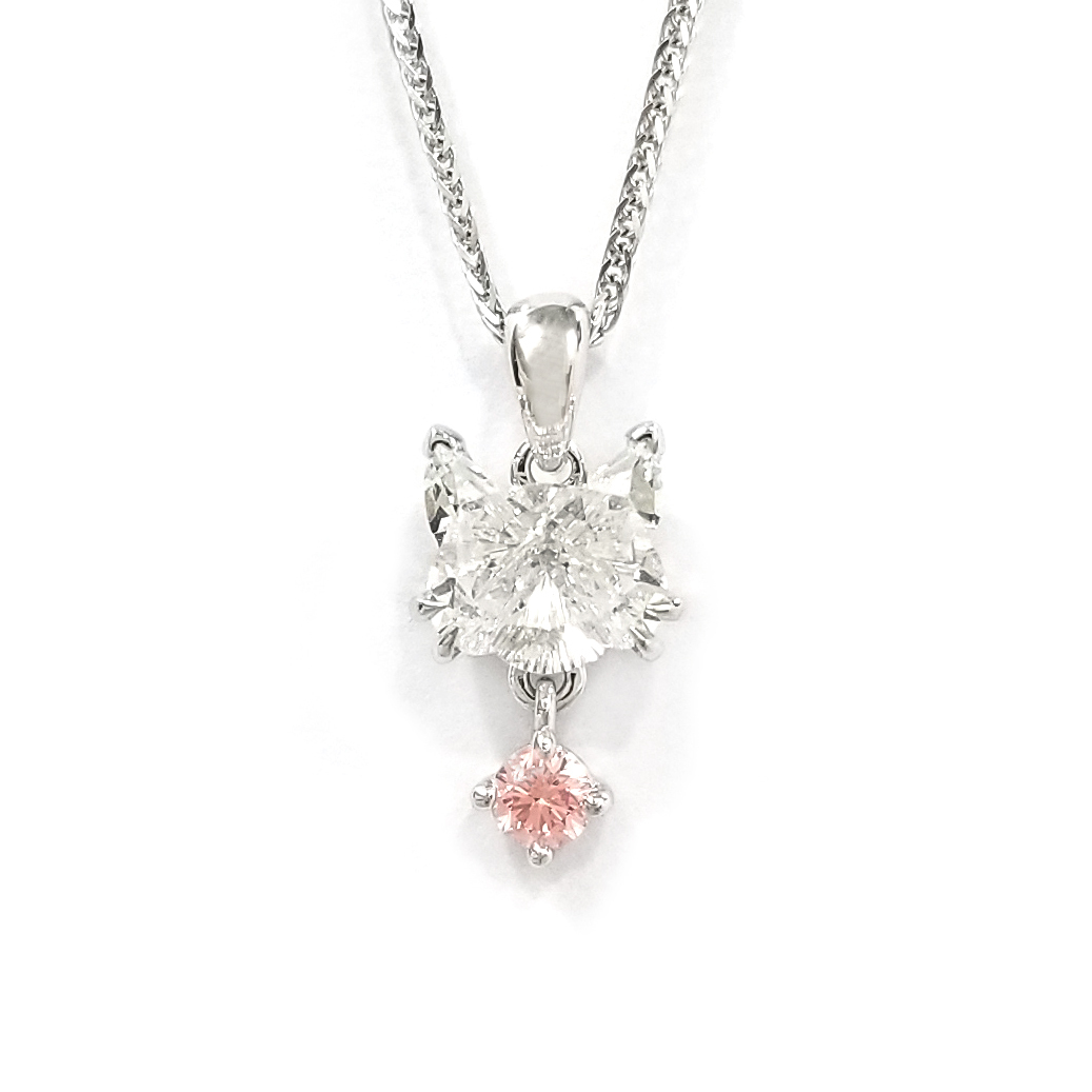 18K White Gold  Lab Grown Diamond Cat Shape Pendant